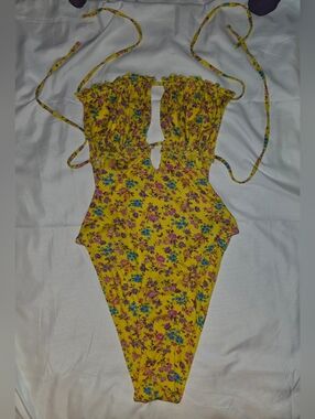 Yellow Floral One-Piece Swimsuit